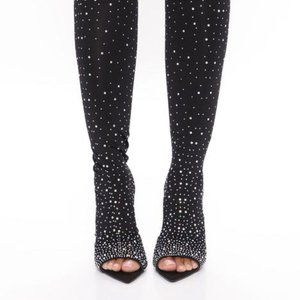 Always At The Top Rhinestone Boots - Black